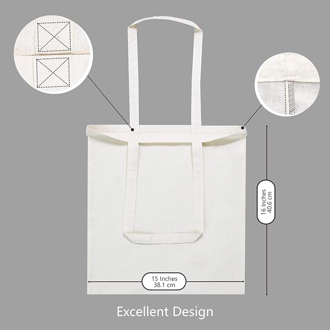 TOPDesign 6 | 12 | 24 | 48 | 192 Pack Economical Cotton Tote Bags, Lightweight Medium Reusable Grocery Shopping Cloth Bags, Suitable for DIY, Advertising, Promotion, Gift, Activity (6-Pack)
