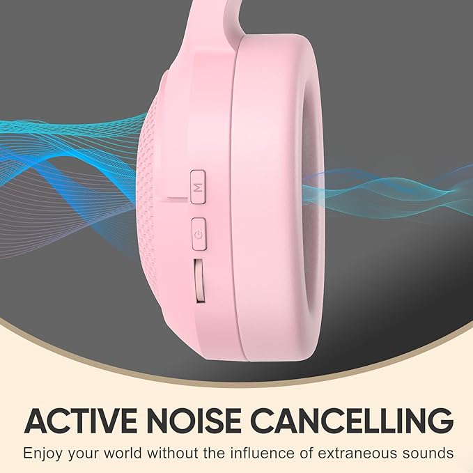 SDLOGAL Wireless Over Ear Headphones, Personalized Music & Game Audio, Wireless BT5.4 Headphones with Microphone, Up to 40 Hours Battery Life, Foldable & Lightweight - Pink