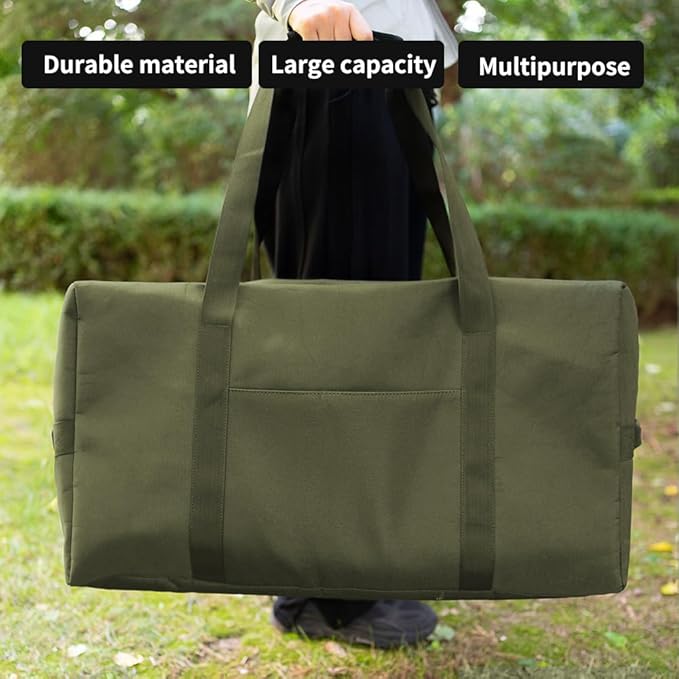 Large Military Duffle Bag Tactical Gear Load Out Bag Camping Storage Utility Tote Deployment Cargo Bag Travel Sports Equipment Duffel Luggage Bag with (Army Green, Medium 25.59"x11.81"x13.78")