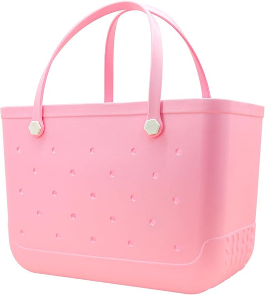 X-Large Waterproof Sandproof Rubber Beach Tote Bag with Zipper Pocket and Phone Kickstand Cup