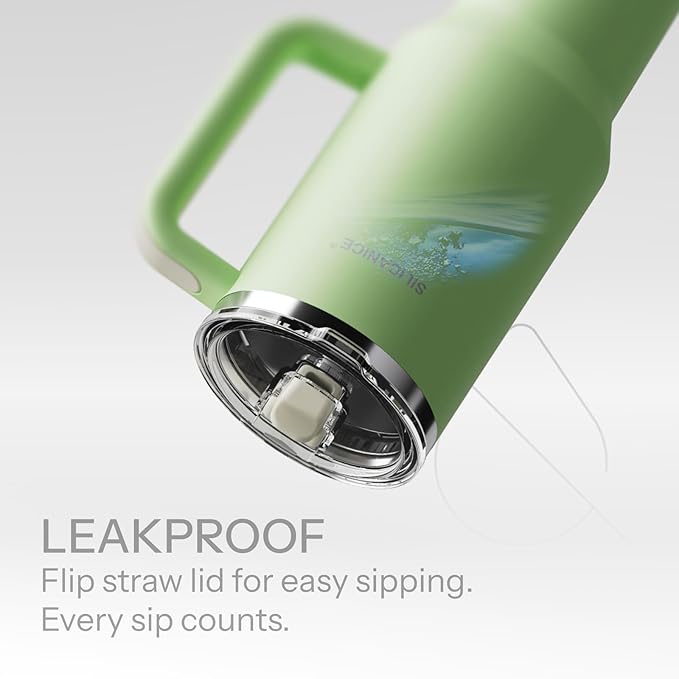 Easy Clean Pro Tumbler - 40 oz Water Bottle with Handle Quick-Disassemble Flip Straw, Leakproof Insulated Stainless Steel, Dishwasher Safe, BPA-Free Gifts for Women & Men