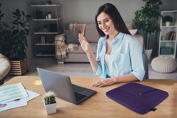 Laptop Case Bag 15.6 inch, Shockproof Protective Computer Carrying Cover with Front Pocket, Briefcase Handbags Laptop Sleeve for 15.6 inch HP, Dell, Acer, Asus, Notebook, Purple