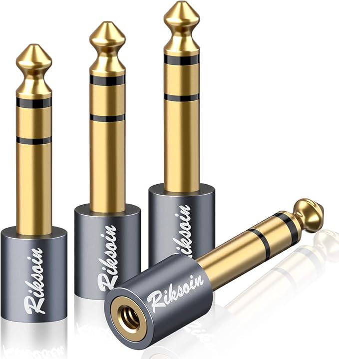 Headphone Adapter, 4-Pack 6.35mm (1/4 Inch) Male to 3.5mm (1/8 Inch) Female Stereo Audio Adapter [Gold Plated, Hi-Fi Sound] for Amp Adapter, Guitar, Digital Piano, Microphones, Speaker