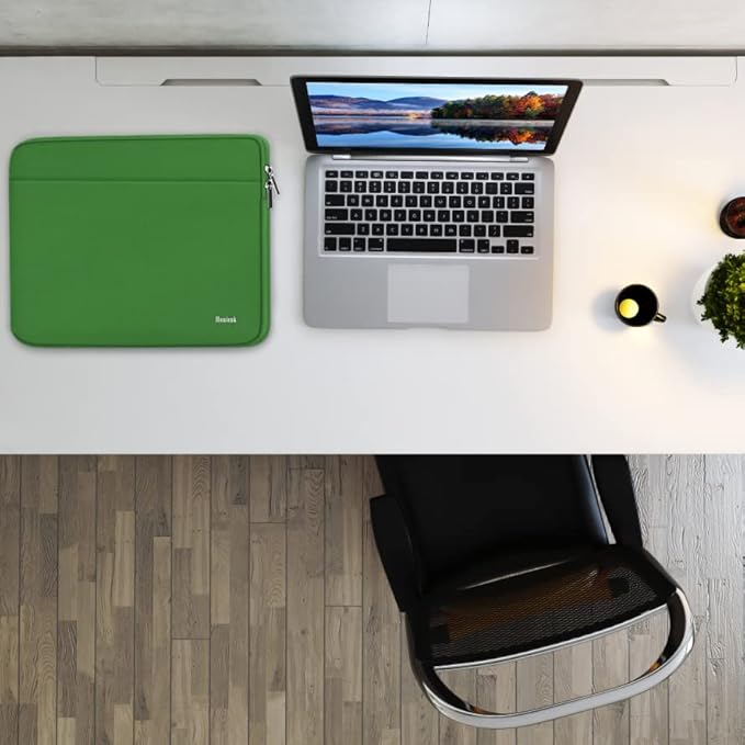 Laptop Sleeve Case 14 inch, Shockproof Protective Notebook Cover Bag with Accessory Pocket, Durable Carrying Laptop Case Compatible for MacBook HP Lenovo Dell Asus Acer, Green