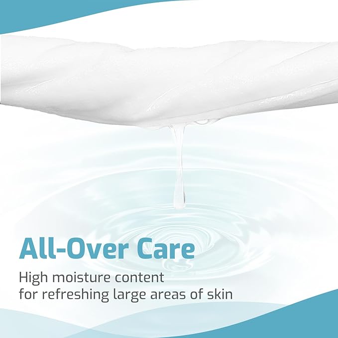 SUNKISS Trustplus Wet Wipes for Adult No Rinse, Extra Large 8”x12” Body Cleaning Washcloths for Elderly Incontinence & Cleansing, Fresh Scented, 50 Count