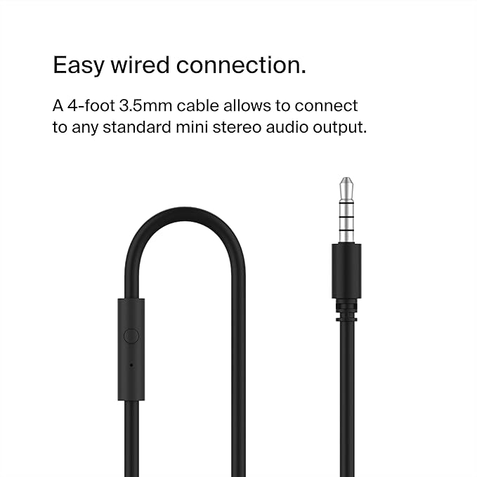 Belkin SoundForm Mini Kids Wired Headphones with Built-in Microphone & Fun Stickers, 85dB Safe Volume Limit – for Online Learning, Travel, Compatible w/iPhone 15, iPad, Galaxy S23, & More - Black