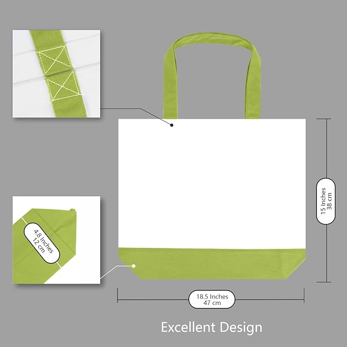 TOPDesign 3-Pack Super Strong Large 12oz Cotton Canvas Tote Bags, Reusable Grocery Shopping Cloth Bags, Fashionable Two-Tone Totes for Crafts, DIY Your Creative Designs