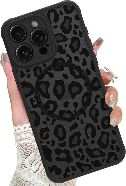 KANGHAR Case for iPhone 15 Pro Phone Case [Compatible with Magsafe] Leopard Printed Pattern Cute Cheetah Protective Magnetic Case for Girls Women Men 6.1"