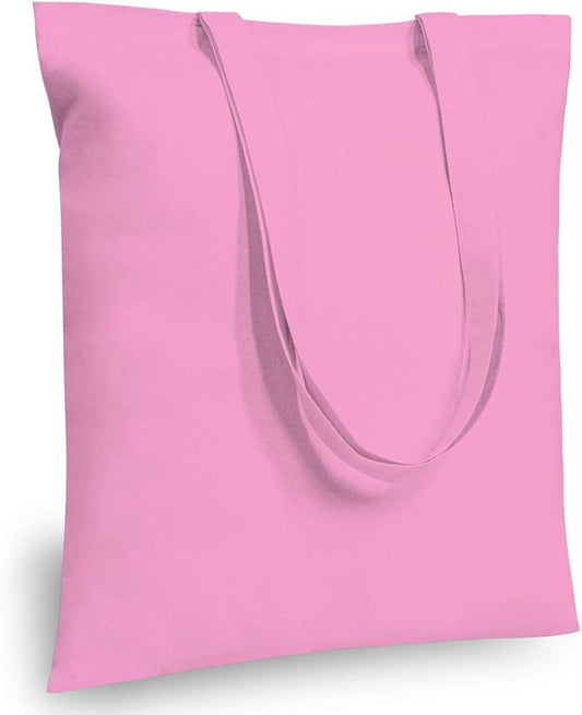 TOPDesign 6-Pack Economical 16"x15" Baby Pink Cotton Tote Bag, Lightweight Medium Reusable Grocery Shopping Cloth Bags, Suitable for DIY, Advertising, Promotion, Gift, Activity