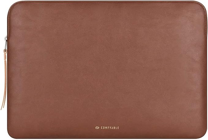 Comfyable Slim Laptop Sleeve Compatible with 13 Inch MacBook Air 13 in M4 M3 M2 M1, 13" MacBook Pro, PU Leather Bag Water-Resistant Cover Case, Brown