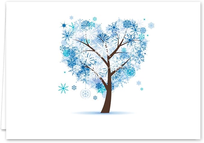 Seasons of Life Note Card Assortment Pack/Set Of 24 Greeting Cards And White Envelopes / 4 7/8" x 3 1/2" Cards Featuring 4 Seasonal Tree Designs