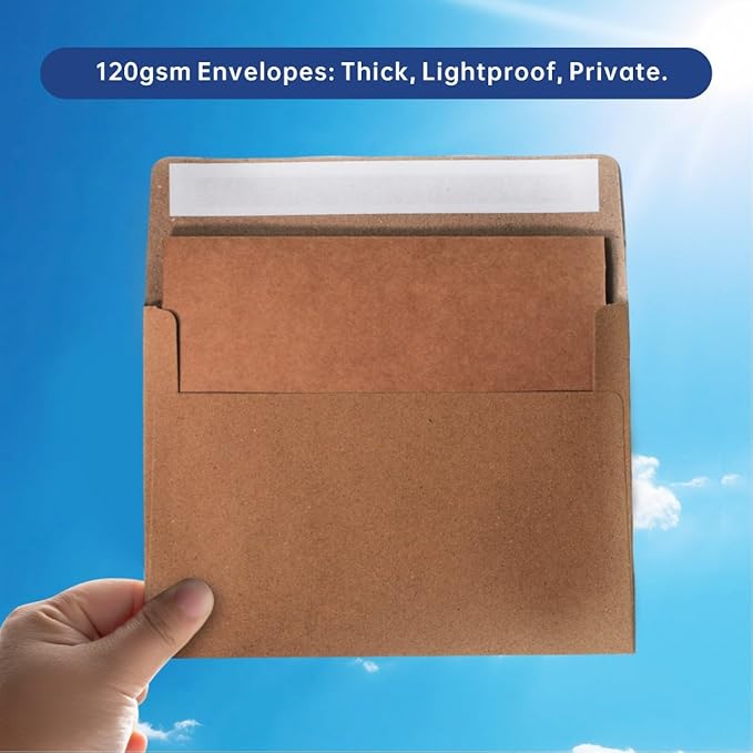 Keketer A4 Kraft 4x6 Envelopes 70 Pack Self - Seal, for 4x6 Cards, Weddings, Invitations, Baby Shower 4.25 x 6.25 Inches