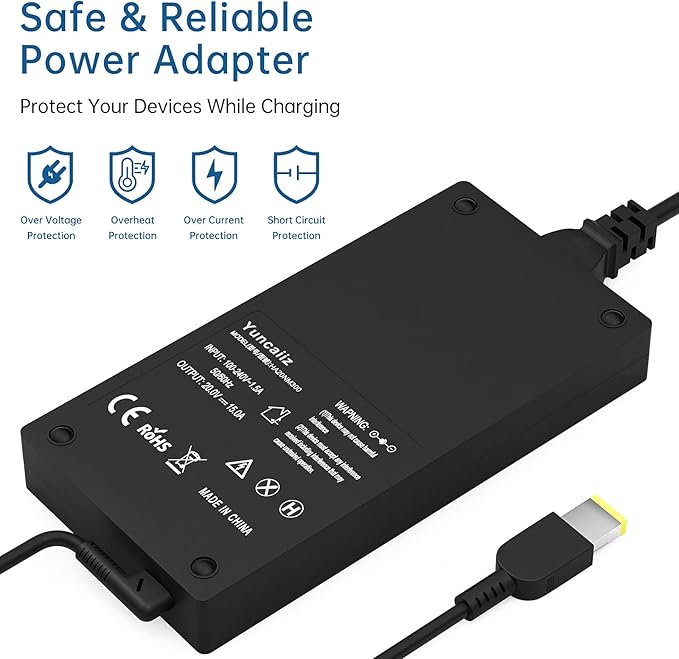 300W 20V 15A AC Laptop Adapter Replacement for Lenovo Legion 5 Pro 15 16 17 Legion 7 7i ThinkPad R9000P R9000K ADL300SDC3A Slim Tip Power Supply