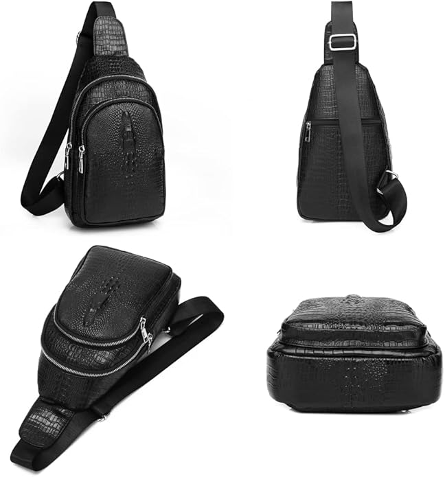 KPYWZER Vintage Leather Sling Bag Backpack for Men Crossbody Shoulder Chest DayPack Backpacks