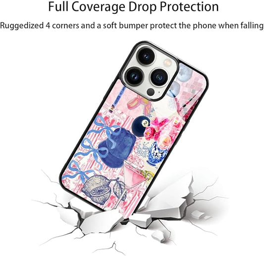 Aesthetic Collage Shockproof Protective Trendy Preppy Phone Case for iPhone 13 Pro Cute Flower Bow Cover