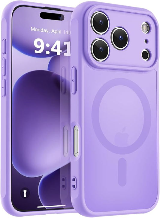 MOCCA Strong Magnetic Compatible with iPhone 17 Pro Max Case [Compatible with Magsafe] [Full Camera Protection] Slim Translucent Matte Shockproof Phone Case Cover,Light Purple