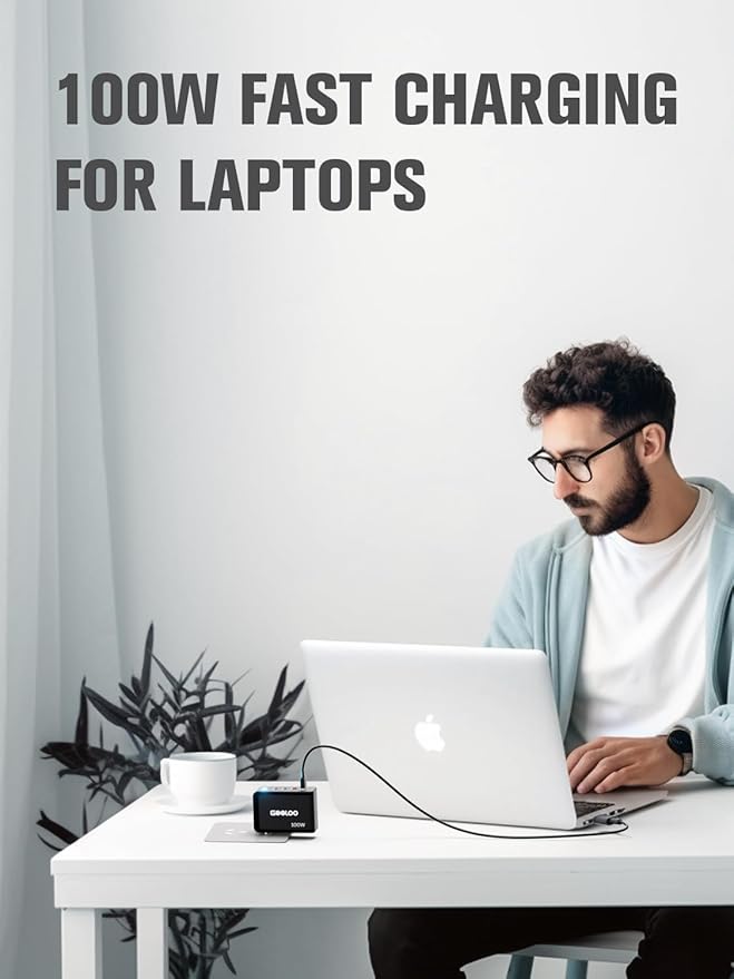 Gooloo 100W USB C Charger Block, 4-Port Foldable Compact Fast Wall Charger for MacBook Pro/Air/iPad/iPhone Series and More, SuperSafe Power Adapter for Gooloo GT4000S/GT3000 Jump Starters