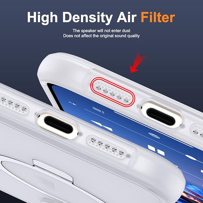 Compatible with iPhone 15 Pro Case with Invisible Magnetic O-Ring Stand Military-Grade Phone Case for iPhone 15 Pro 6.1" [Compatible with Mag-Safe][Great Grip Feeling],Translucent