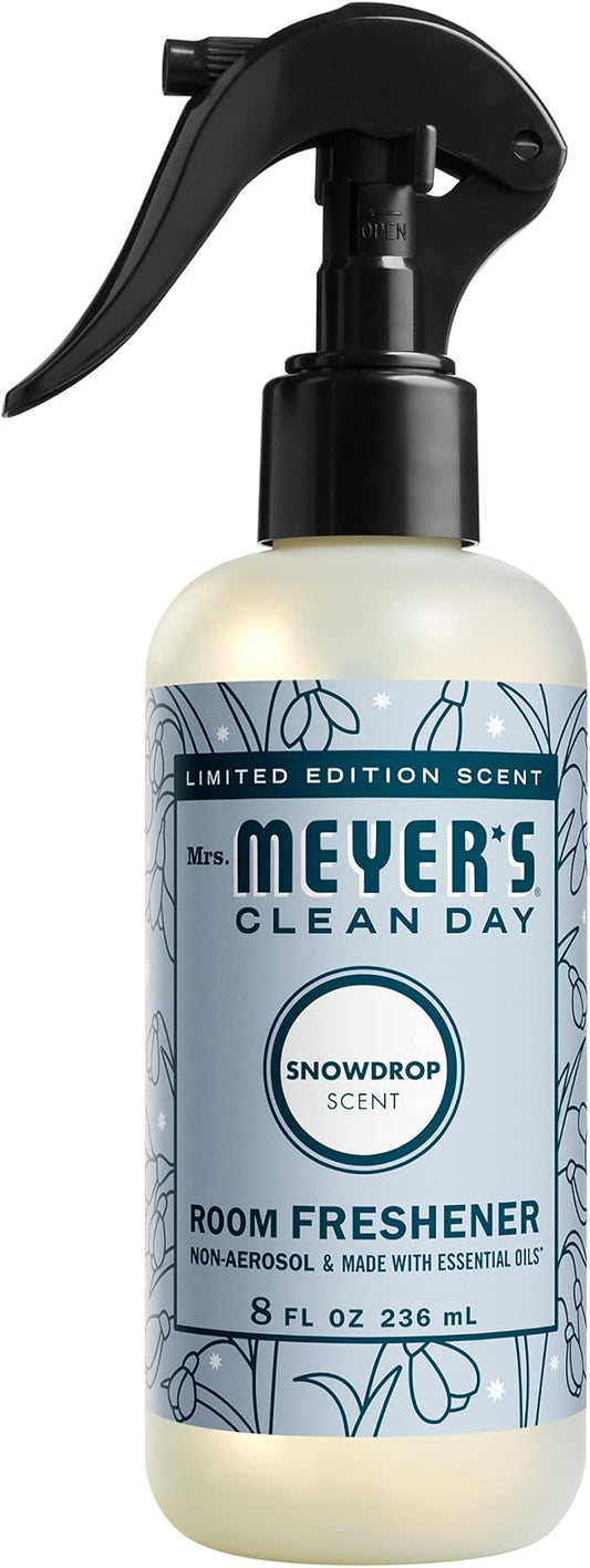 MRS. MEYER'S CLEAN DAY Room and Air Freshener Spray, Non-Aerosol Spray Bottle Infused with Essential Oils, Snowdrop, 8 fl. oz