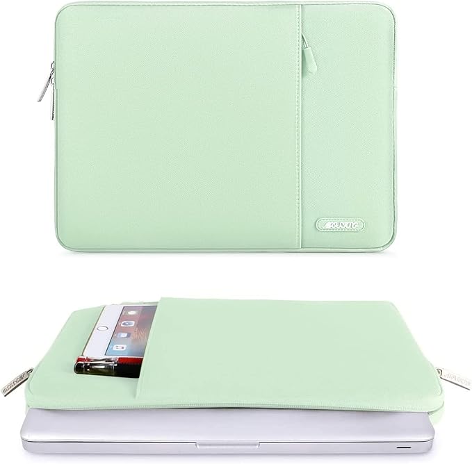 MOSISO Laptop Case 13 inch, 13 inch Laptop Sleeve Compatible with MacBook Air M4 M3 M2 M1 2025-2018 / Pro M2 M1 2025-2016, Polyester Vertical Computer Sleeve Bag with Pocket, Tea Green