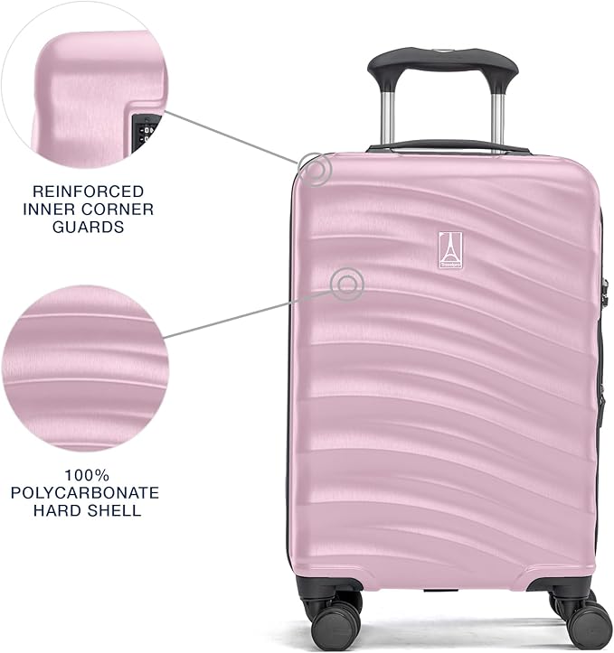 Travelpro Maxlite Air V2 Hardside Expandable Carry on Luggage, 8 Spinner Wheels, Lightweight Hard Shell Suitcase, TSA lock, Pink, Compact Carry On 20-Inch
