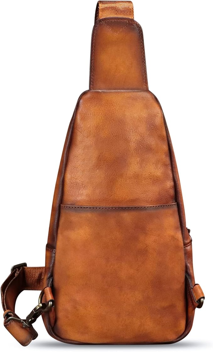 Genuine Leather Silng Bag for Women and Men Real Leather Sling Backpack Shoulder Crossbody Bag Chest Purses