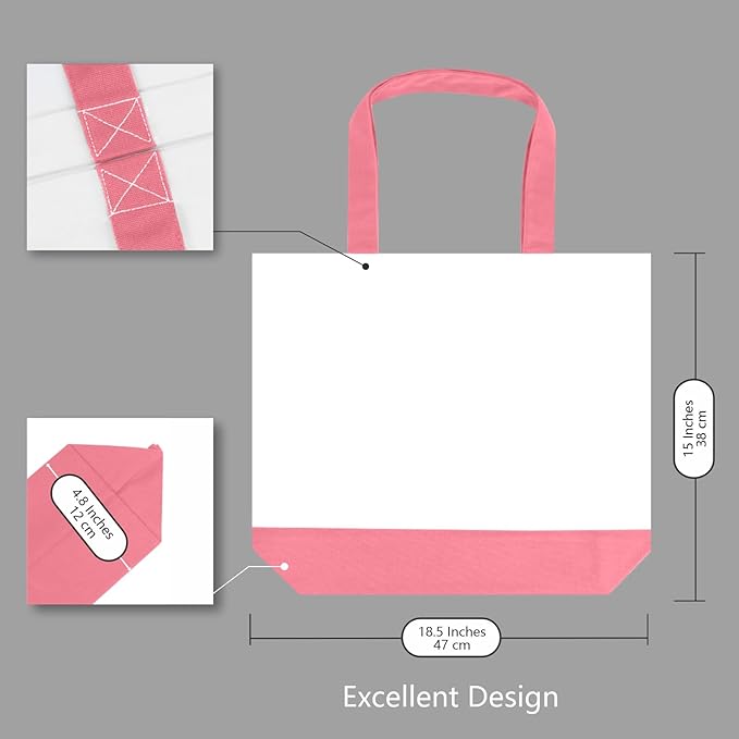 TOPDesign 3-Pack Super Strong Large 12oz Cotton Canvas Tote Bags, Reusable Grocery Shopping Cloth Bags, Fashionable Two-Tone Totes for Crafts, DIY Your Creative Designs
