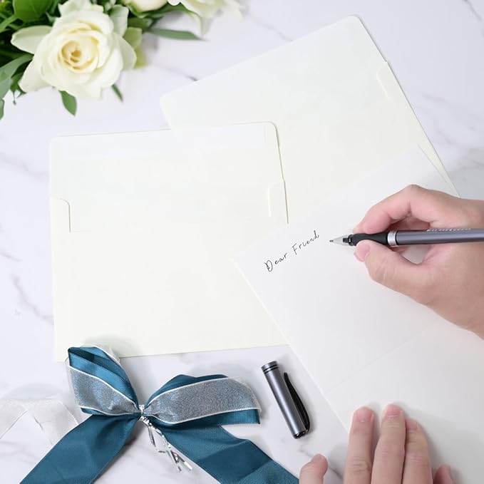 Keketer A4 Cream White Printable 4x6 Envelopes 70 Pack Self - Seal, for 4x6 Cards, Weddings, Invitations, Baby Shower 4.25 x 6.25 Inches