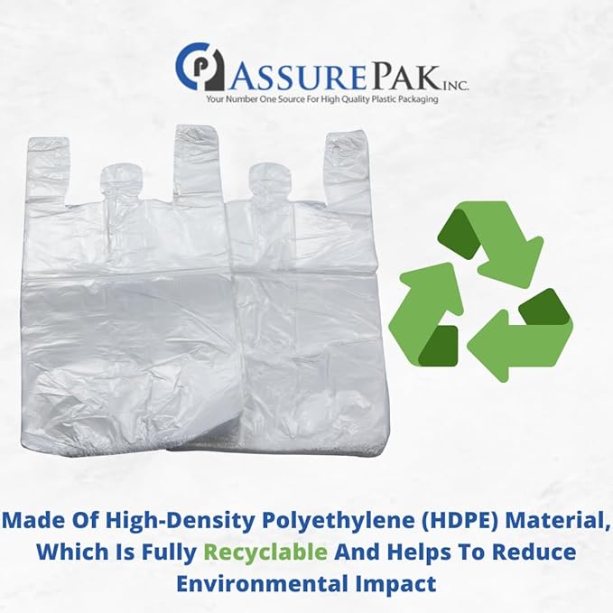 Easy Open - Stock T-Shirt Plastic Bag - Clear - 13"x10"x23" with handles – 500 Units – 14 Microns - 1/5 BBL – Perfect for Grocery Shopping and Store Purchases