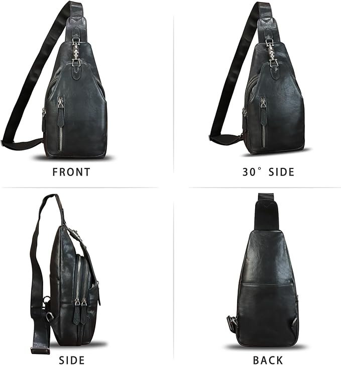 Genuine Leather Sling Bag for Men and Women Real Leather Shoulder Crossbody Bag Chest Bag Sling Backpack Purse