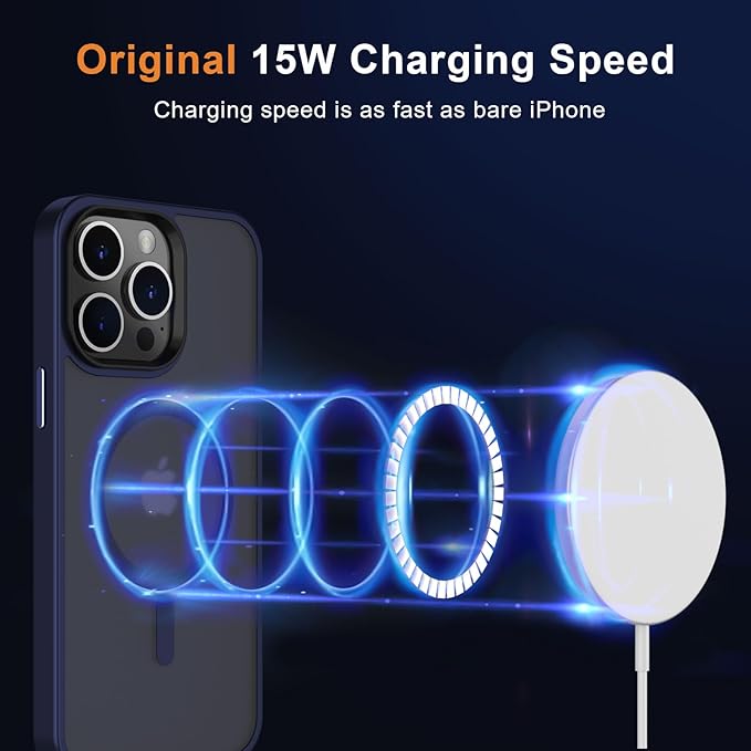 MOCCA Strong Magnetic for iPhone 14 Pro Max Case [Compatible with Magsafe] [10FT Military Grade Protective] Translucent Matte Slim Shockproof Case for iPhone 14 Pro Max 6.7"- Deep Blue
