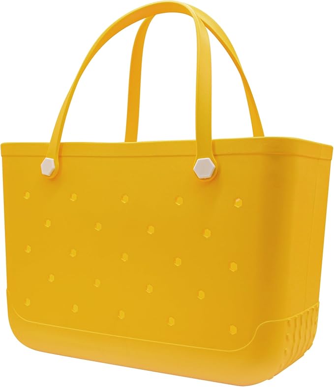 X-Large Waterproof Sandproof Rubber Beach Tote Bag with Zipper Pocket and Phone Kickstand Cup