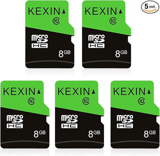 KEXIN 8GB Micro SD Card 5 Pack with SD Adapter microSDHC Memory Card UHS-I C10 Micro SD Card Full HD High Speed TF Card for Smartphone Tablet Action Camera Dash Cam Drone Game Console