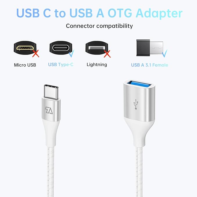 USB C to USB A Adapter - 10Gbps, Compatible with Galaxy S20/S10/S9, MacBook Pro, iPad Air 2020