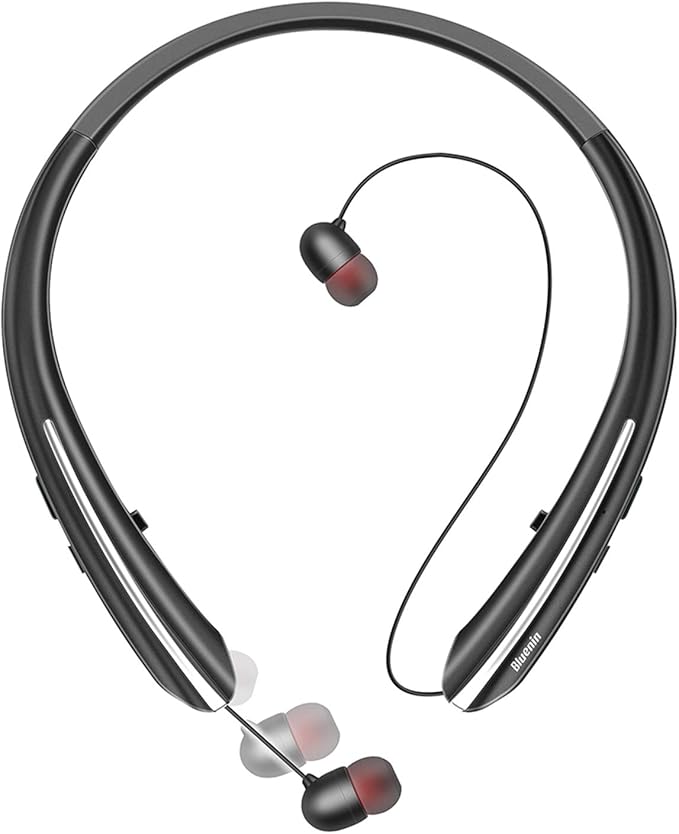 Gardway Neckband Bluetooth Headphones, Bluetooth 5.4 Wireless Headphone with Retractable Earbud,CVC8.0 Noise Cancelling, 15Hrs Playtime, IPX5 Waterproof Around The Neck Headphones for Sport
