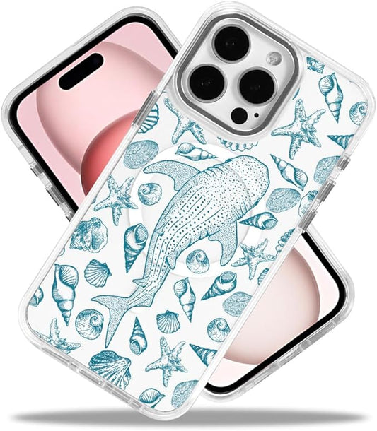 DAIZAG Case for iPhone 14, [Compatible with MagSafe],Phone Case for Women Girls Magnetic Clear Cover,Beach Seashell Whale Ocean Aesthetic