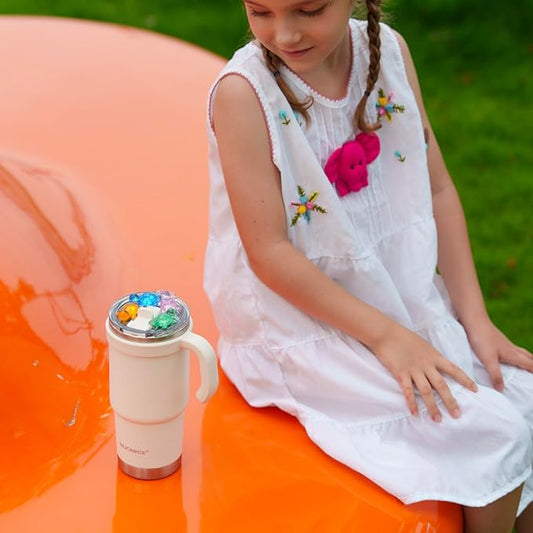 Easy Clean Pro Tumbler-24 oz Water Bottle with Handle Quick-Disassemble Flip Straw, Leakproof Insulated Stainless Steel Dishwasher Safe, BPA-Free Gifts for Kids