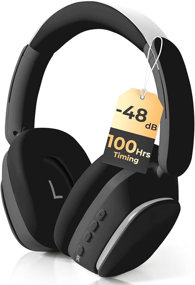 Wireless Over-Ear Headphones, Bluetooth 5.4, Active Noise Canceling ANC, 100H Battery, Foldable, Built-in Mic, Soft Earpads, Adjustable for Gym, Work, Travel, iOS/Android
