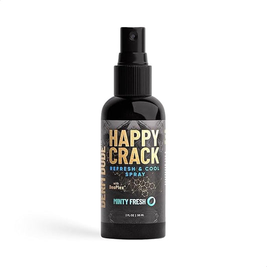 Derm Dude Happy Crack Refresh & Cool Butt Spray | Minty Fresh Scent | Deodorant & Odor Eliminator with Soothing Witch Hazel & All-Natural DeoPlex for Odor Control | 2 oz (1 Pack)