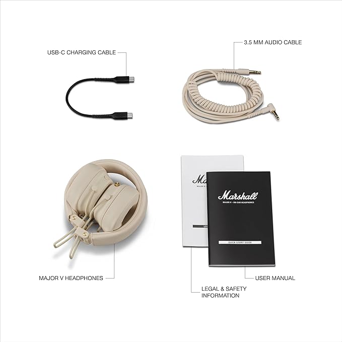 Marshall Major V On-Ear Wireless Bluetooth Headphone - Cream