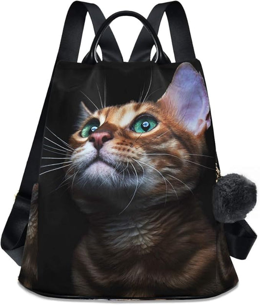 ALAZA Beautiful Bengalensis Cat Kitten Backpack Purse for Women Anti Theft Fashion Back Pack Shoulder Bag