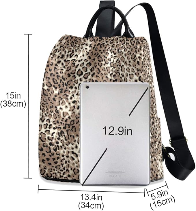 ALAZA Leopard Print Cheetah Animal Backpack Purse for Women Anti Theft Fashion Back Pack Shoulder Bag
