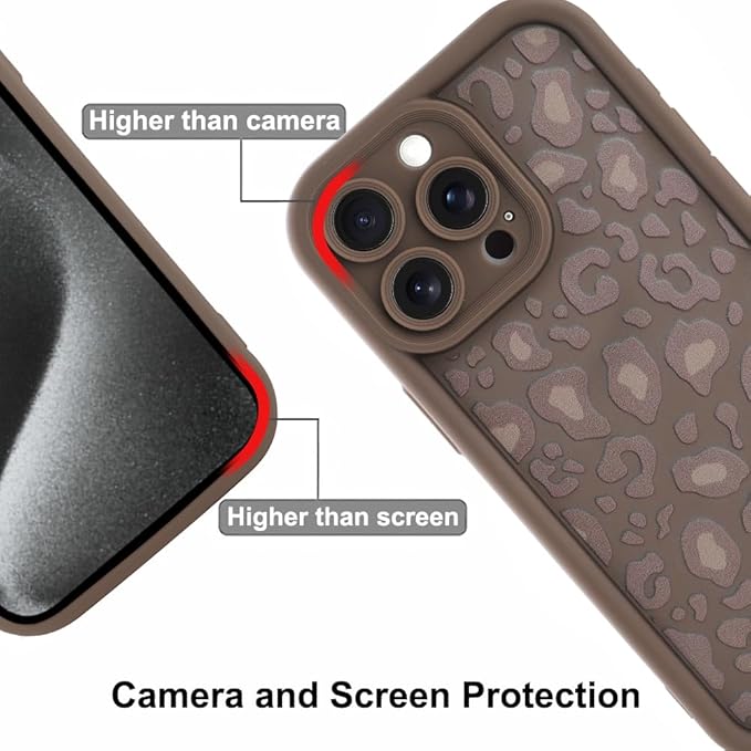 KANGHAR Case for iPhone 15 Pro Max Leopard Printed Pattern Cute Cheetah Phone Case Soft TPU Shockproof Protective Cover for iPhone 15 Pro Max 6.7 Inch Brown
