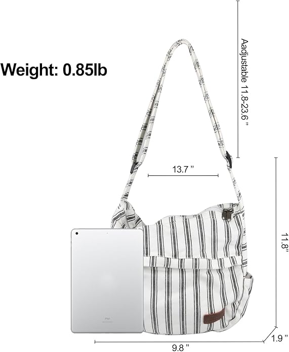 Large Canvas Messenger Bag with Multiple Pockets for Men and Women, Crossbody Shoulder Tote Hobo Laptop Bag