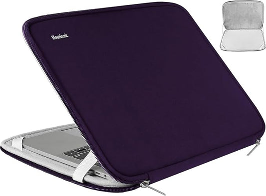 Laptop Sleeve Case 14 inch, Shockproof Protective Computer Cover Flip Case Briefcase Carrying Bag Compatible with 14" HP, Lenovo, Asus, Acer, Notebook, Chromebook Computer, Dark Purple