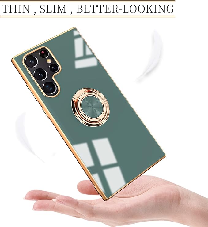 Tnarru Compatible for Samsung Galaxy S22 Ultra Case with Ring Holder Kickstand [with Magnetic] Soft TPU Shockproof Electroplated Protective Phone Case for Galaxy S22 Ultra 5G Grey