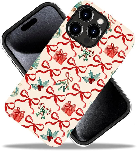 DAIZAG Case Compatible with for iPhone 13 Pro,Christmas Tree Ribbon Bow Phone Case for iPhone 13 Pro for Girl Women Boy Men