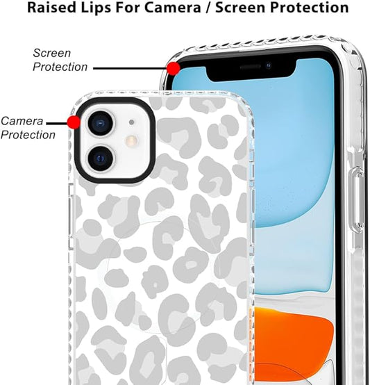 SAKUULO Magnetic for iPhone 11 Case [Compatible with MagSafe] Light Grey Leopard Print Pattern Wireless Charge Slim Shockproof Case for iPhone 11 Phone Case, Grey Leopard (6.1")