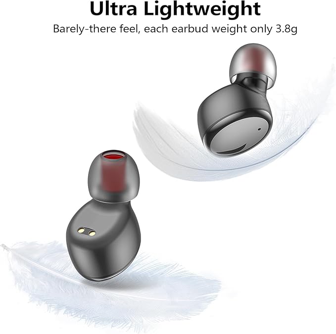 kurdene Wireless Earbuds Bluetooth 5.3 in Ear Buds Light Weight Headphones,Deep Bass Sound,Built in Mics Headset,Clear Calls Earphones for Sports Workout Glossy Black