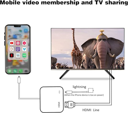 Lightning to HDMI Adapter for iPhone, [Apple MFi Certified] Digital AV Dongle,1080P Sync Screen Cable with Lightning Charging Port for iPhone, iPad to TV/Projector/Monitor No Need Power Supply